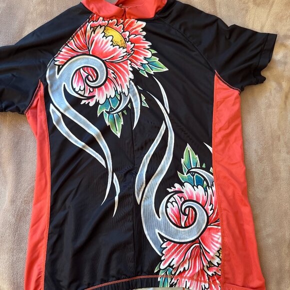 YMX Bike and Black Flower Bike Jersey with Back Pockets - Picture 1 of 3